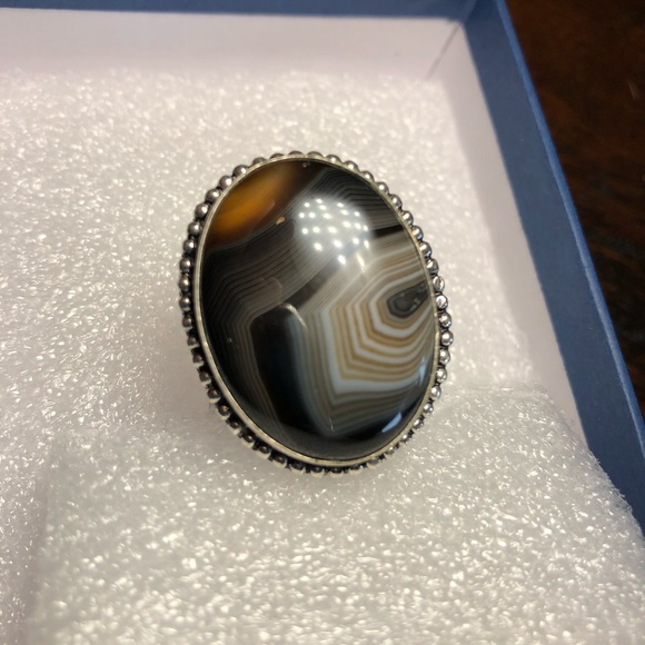 Silver Brown Agate Ring - Picture 3 of 5